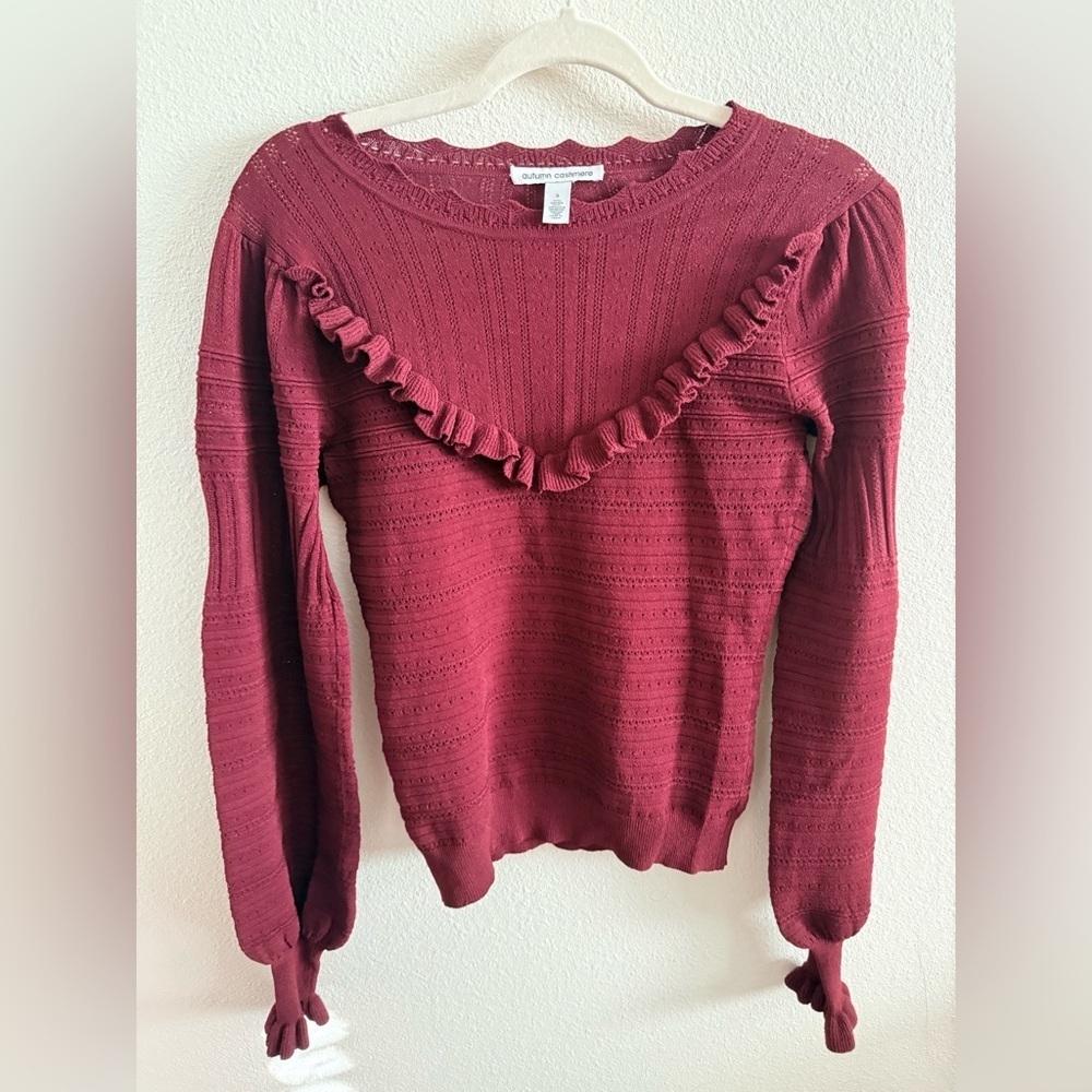 Autumn Cashmere Red Pointelle Sweater - Small